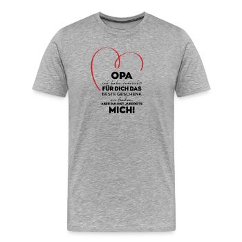 Opa Großvater lustiges Geschenk - Männer Premium Bio T-Shirt - Grau meliert - Vorne - Damien (186cm)