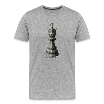 Schachkönig auf Brett – Dunkle Strategie Illustrat - Männer Premium Bio T-Shirt - Grau meliert - Vorne - Damien (186cm)