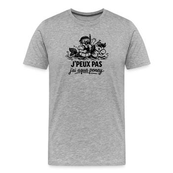 Ich kann nicht, ich habe Aqua Pony. - Männer Premium Bio T-Shirt - Grau meliert - Vorne - Damien (186cm)