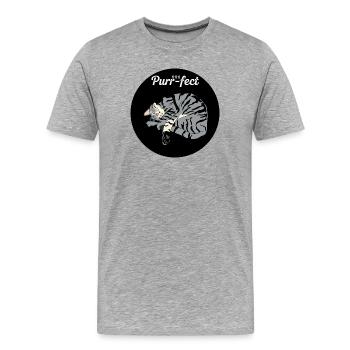 Chat Dormant Purr-Fect - T-shirt bio Premium Homme - gris chiné - Devant - Damien (186cm)