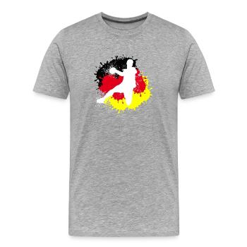 Handball, Deutschland,em , Flagge, Handballer - Männer Premium Bio T-Shirt - Grau meliert - Vorne - Damien (186cm)