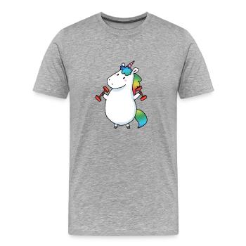 Thick unicorn shirt - Men's Premium Organic T-Shirt - heather grey - Front - Damien (186cm)