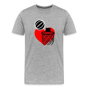 Basket-ball amour - T-shirt bio Premium Homme - gris chiné - Devant - Damien (186cm)
