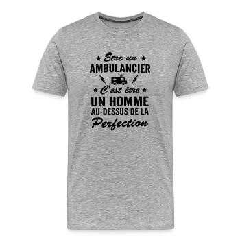 perfection ambulancier / humour ambulancier - T-shirt bio Premium Homme - gris chiné - Devant - Damien (186cm)