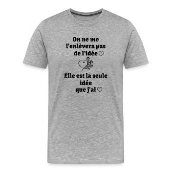 ma seule idée !! - T-shirt bio Premium Homme - gris chiné - Devant - Damien (186cm)