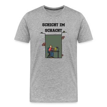 SCHICHT IM SCHACHT - Männer Premium Bio T-Shirt - Grau meliert - Vorne - Damien (186cm)