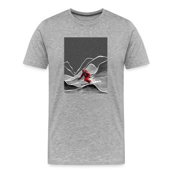 Skifahren in den Schneebergen Snowy Mountain Ski - Männer Premium Bio T-Shirt - Grau meliert - Vorne - Damien (186cm)