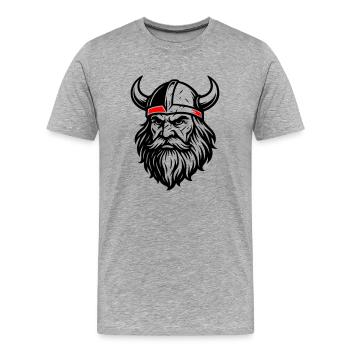 Casque Viking Odin - T-shirt bio Premium Homme - gris chiné - Devant - Damien (186cm)