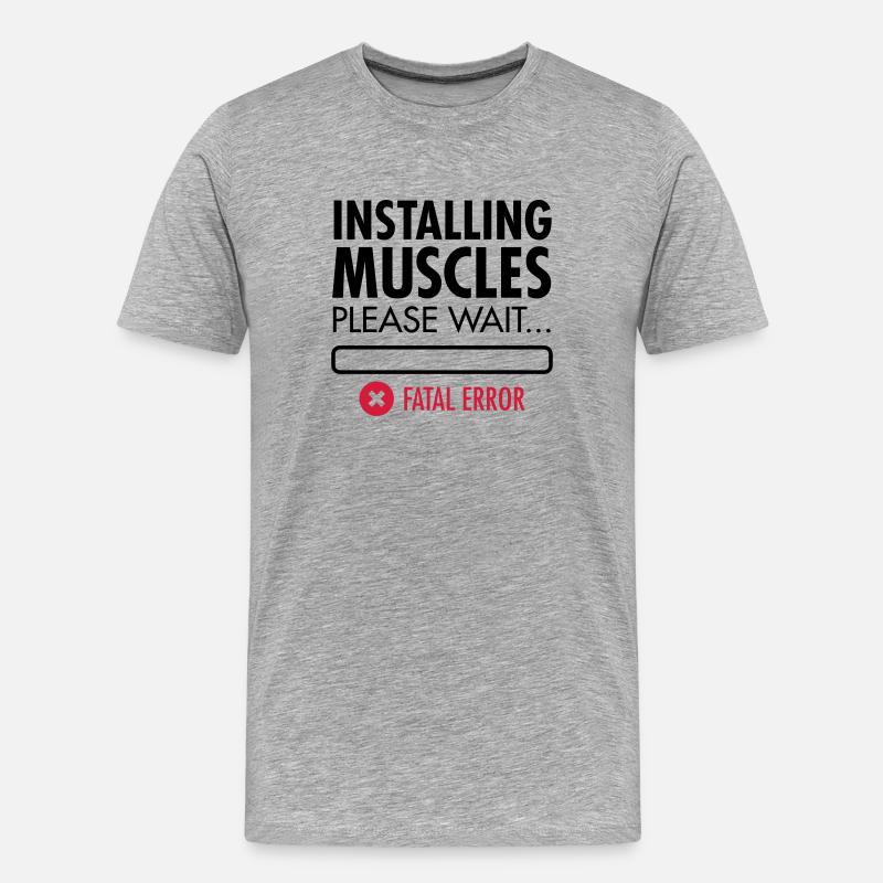 Installing Muscles (Fatal Error) - Männer Premium Bio T-Shirt - Grau meliert