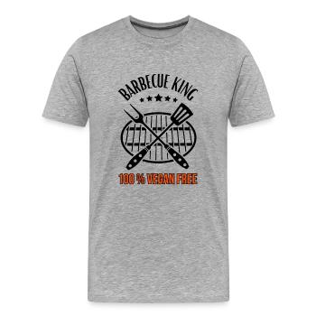 Barbecue King -100% Vegan Free - Grill & BBQ - Men's Premium Organic T-Shirt - heather grey - Front - Damien (186cm)