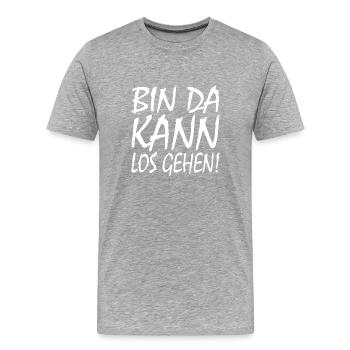 BIN DA KANN LOSGEHEN - Männer Premium Bio T-Shirt - Grau meliert - Vorne - Damien (186cm)