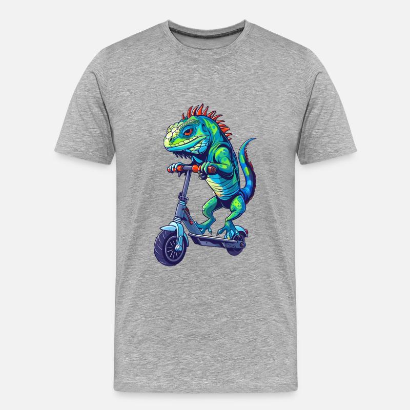 Leguan Roller - Männer Premium Bio T-Shirt - Grau meliert
