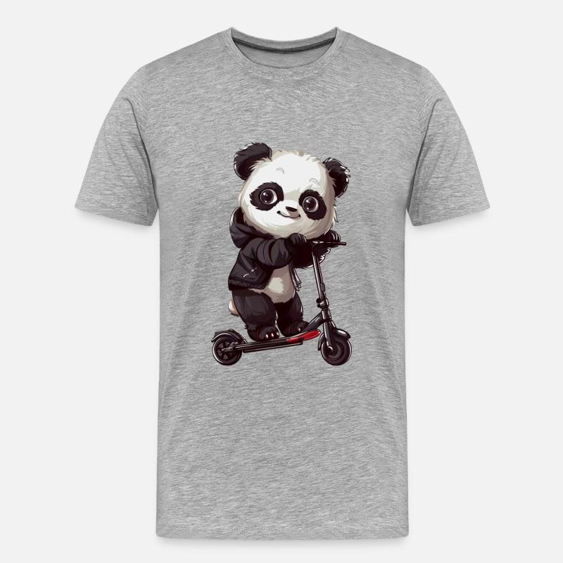 Panda Roller - Männer Premium Bio T-Shirt - Grau meliert