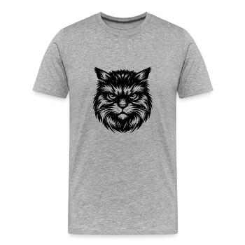 Süßes Katzenportrait in schwarz weiss - Männer Premium Bio T-Shirt - Grau meliert - Vorne - Damien (186cm)