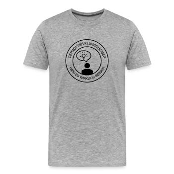 Geprüfter Klugscheißer Herren (schwarzer Druck) - Männer Premium Bio T-Shirt - Grau meliert - Vorne - Damien (186cm)
