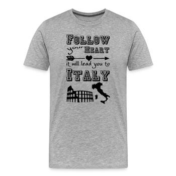 Heart leads you to Italy - Men's Premium Organic T-Shirt - heather grey - Front - Damien (186cm)
