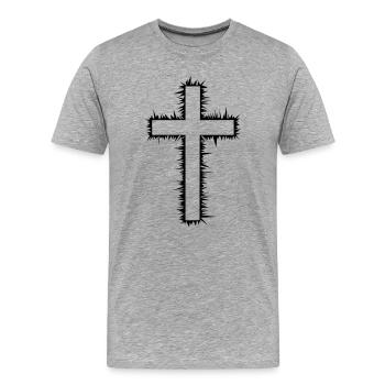 Croix (V) - T-shirt bio Premium Homme - gris chiné - Devant - Damien (186cm)