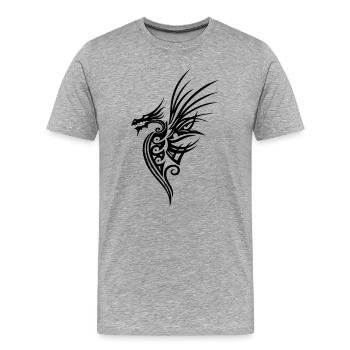 Dragon, dragon, imaginaire - T-shirt bio Premium Homme - gris chiné - Devant - Damien (186cm)