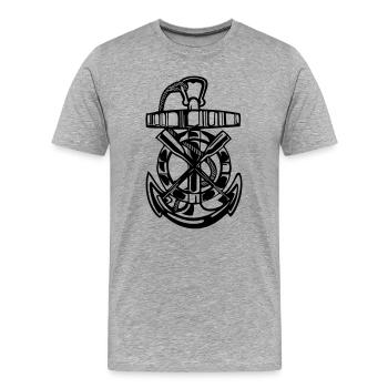 Anker, Maritimes, Rettungsring - Männer Premium Bio T-Shirt - Grau meliert - Vorne - Damien (186cm)