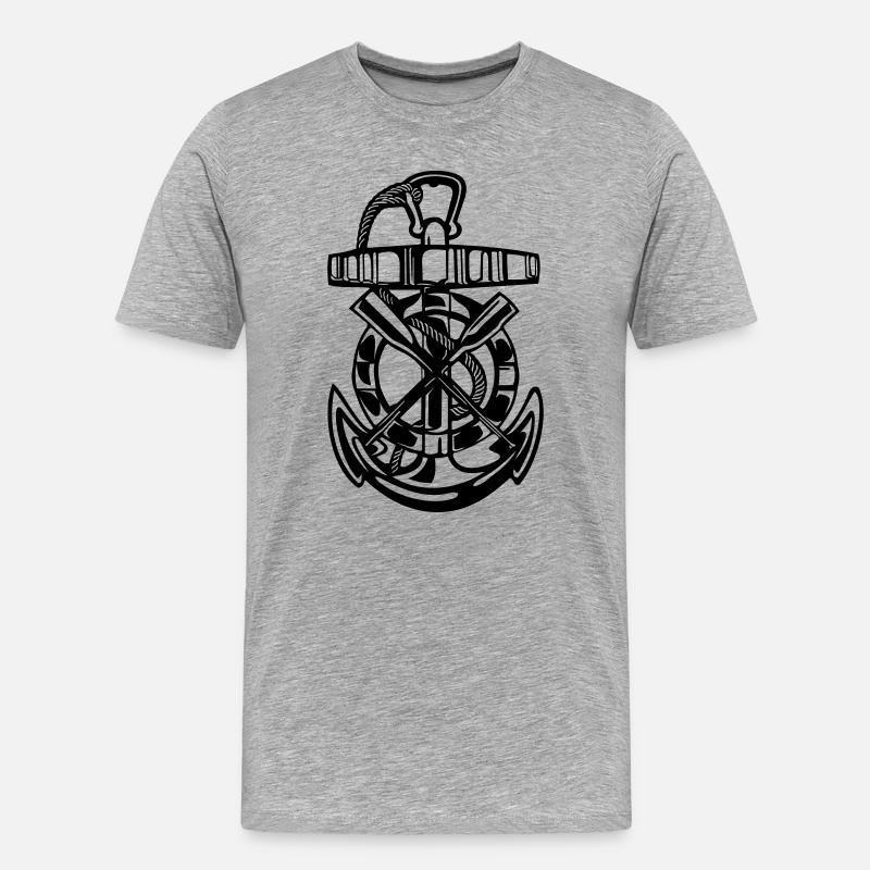 Anker, Maritimes, Rettungsring - Männer Premium Bio T-Shirt - Grau meliert