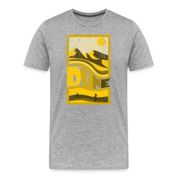Wüstenlandschaft mit Sonnen und Dünen - Männer Premium Bio T-Shirt - Grau meliert - Vorne - Damien (186cm)