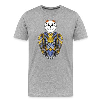 Ritter Katze Katzenrasse Exotische Kurzhaarkatze - Männer Premium Bio T-Shirt - Grau meliert - Vorne - Damien (186cm)