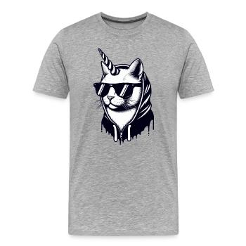 Uni-Cat-Straße - Männer Premium Bio T-Shirt - Grau meliert - Vorne - Damien (186cm)