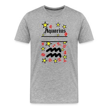 Wassermann Wassermann Sternzeichen - Männer Premium Bio T-Shirt - Grau meliert - Vorne - Damien (186cm)