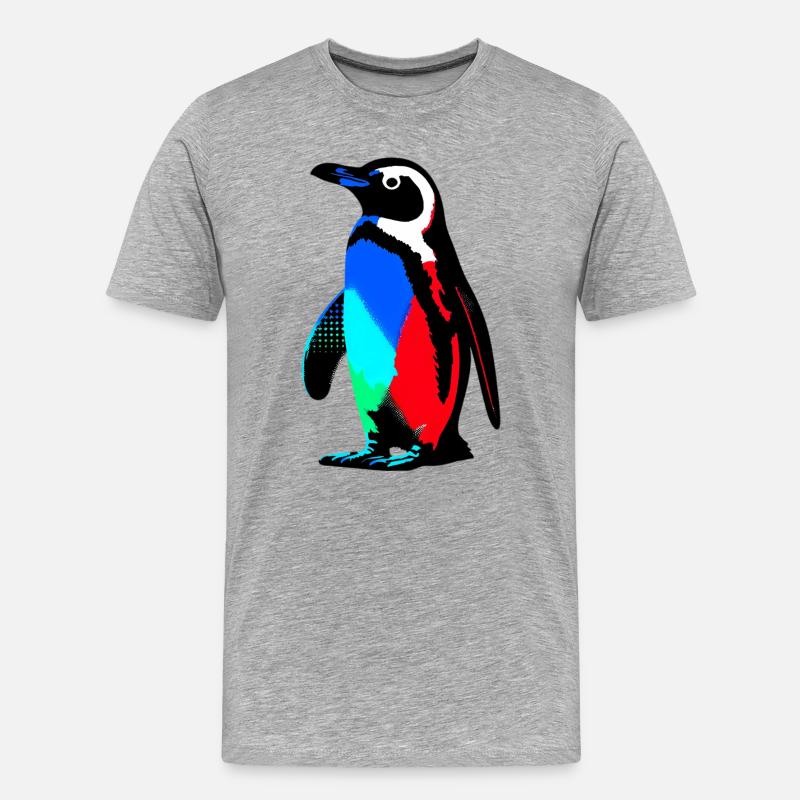 Pinguin - Männer Premium Bio T-Shirt - Grau meliert