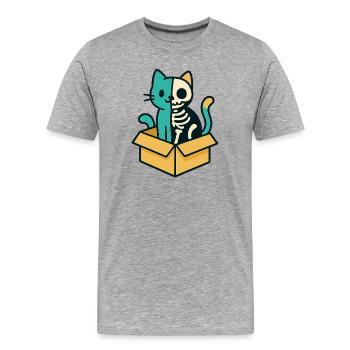 Le chat de Schrödinger - Conception physique - T-shirt bio Premium Homme - gris chiné - Devant - Damien (186cm)