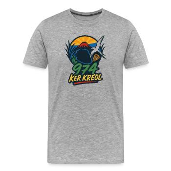 Ker Kreol 974 Island emblematique 01 - T-shirt bio Premium Homme - gris chiné - Devant - Damien (186cm)
