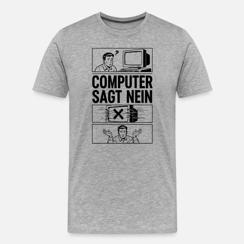 Computer sagt Nein Comic Design - Männer Premium Bio T-Shirt - Grau meliert
