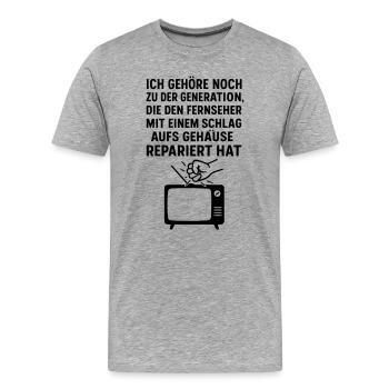 Generation Television TV Repair - Men's Premium Organic T-Shirt - heather grey - Front - Damien (186cm)