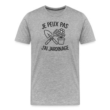 Ich kann nicht, ich habe Gartenarbeit - Männer Premium Bio T-Shirt - Grau meliert - Vorne - Damien (186cm)