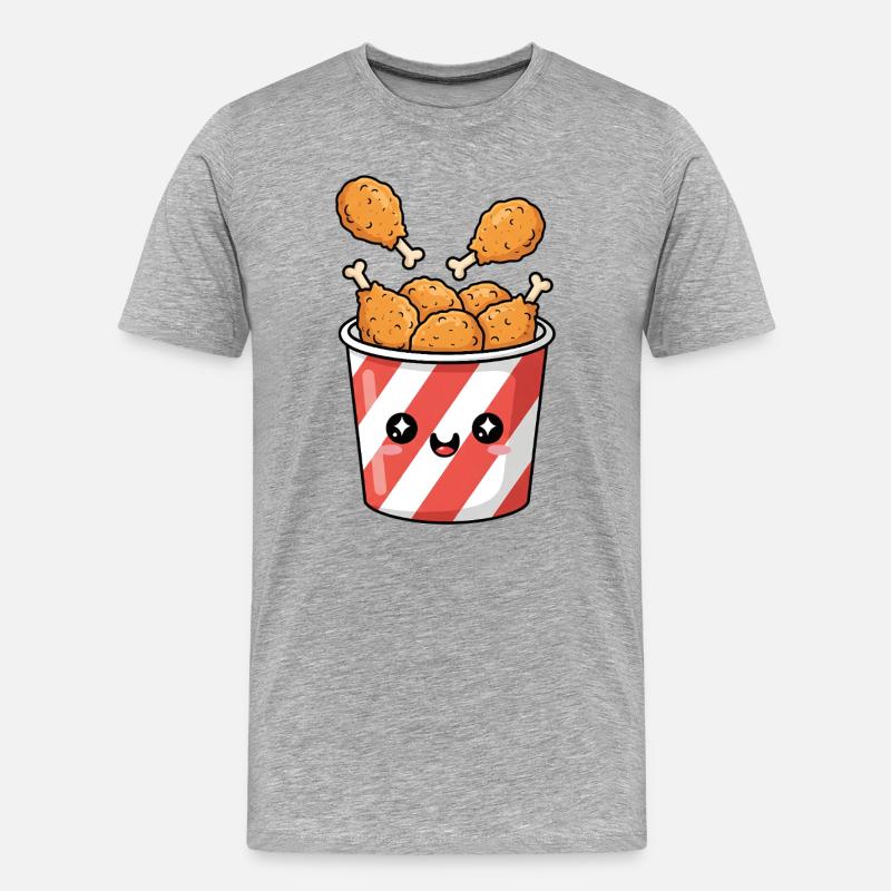 Kawaii-Brathähnchen-Eimer - Männer Premium Bio T-Shirt - Grau meliert