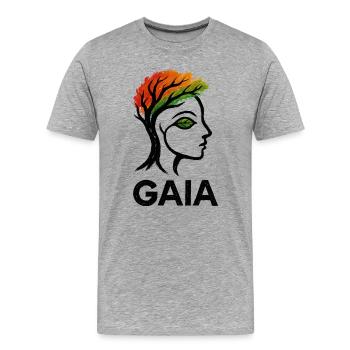 Gaïa - Mère Nature - Arbre de Vie - T-shirt bio Premium Homme - gris chiné - Devant - Damien (186cm)