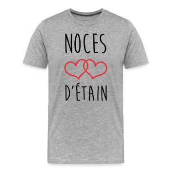 Pewter Wedding 10 Years Wedding - Men's Premium Organic T-Shirt - heather grey - Front - Damien (186cm)