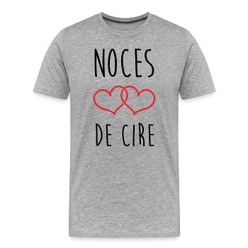 Noces de cire 4 ans de mariage - T-shirt bio Premium Homme - gris chiné - Devant - Damien (186cm)