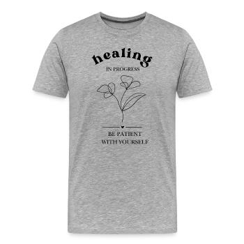 Cicatrisation de la silhouette florale filigranée - T-shirt bio Premium Homme - gris chiné - Devant - Damien (186cm)