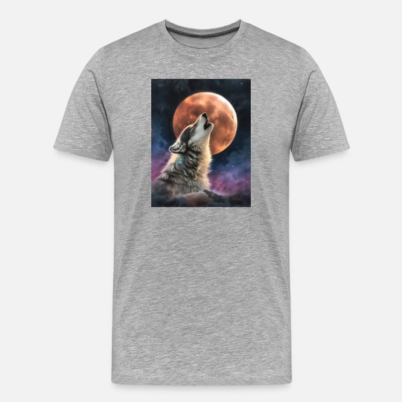 Heulender Wolf - Männer Premium Bio T-Shirt - Grau meliert