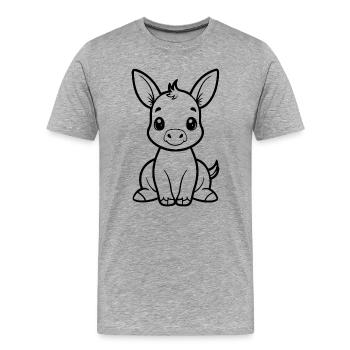 Bébé âne - T-shirt bio Premium Homme - gris chiné - Devant - Damien (186cm)
