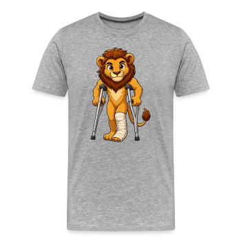Fighter lion with crutches - Men's Premium Organic T-Shirt - heather grey - Front - Damien (186cm)