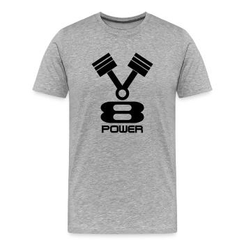 v8 - Männer Premium Bio T-Shirt - Grau meliert - Vorne - Damien (186cm)