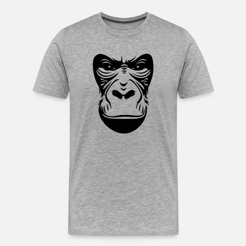 Gorilla - Männer Premium Bio T-Shirt - Grau meliert