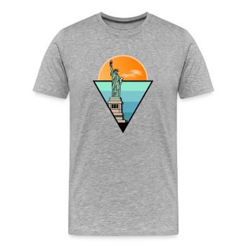 Statue de la Liberté design liberté Amérique - T-shirt bio Premium Homme - gris chiné - Devant - Damien (186cm)