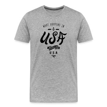 what happens in usa stays in usa - Männer Premium Bio T-Shirt - Grau meliert - Vorne - Damien (186cm)