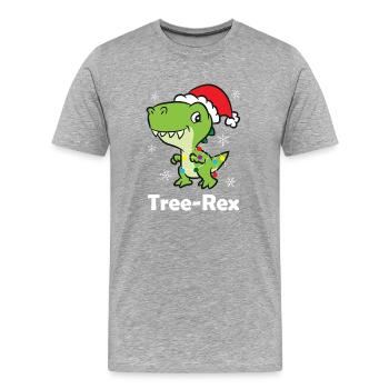 T-Rex - Tree-Rex Lichterkette - Männer Premium Bio T-Shirt - Grau meliert - Vorne - Damien (186cm)