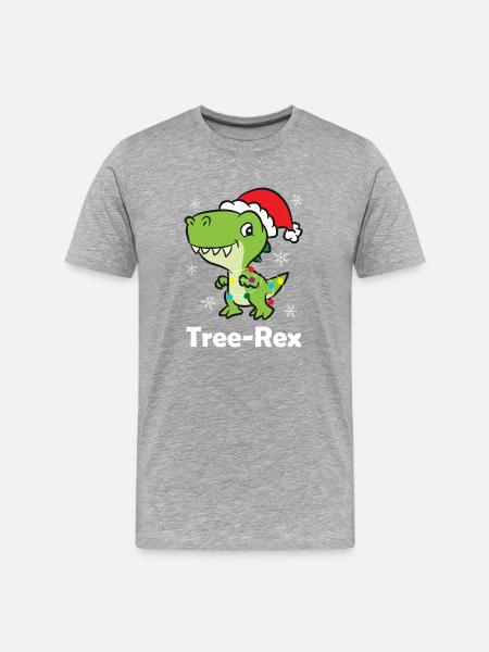 T-Rex - Tree-Rex Lichterkette - Männer Premium Bio T-Shirt - Grau meliert