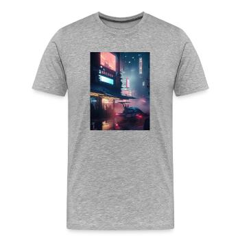 Mitternachtsträumerei: Anime-artige Darstellung eines - Männer Premium Bio T-Shirt - Grau meliert - Vorne - Damien (186cm)