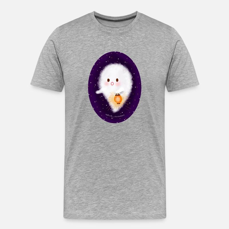 Geist mit Laterne - Männer Premium Bio T-Shirt - Grau meliert